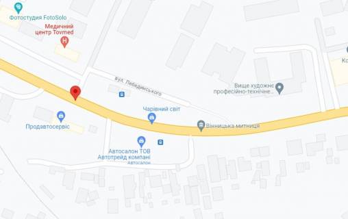 Билборд B в Виннице вул.Лебединського , 5 ( "БМ Банк", СТО, напрямок до  гіпермаркету "Грош") схема