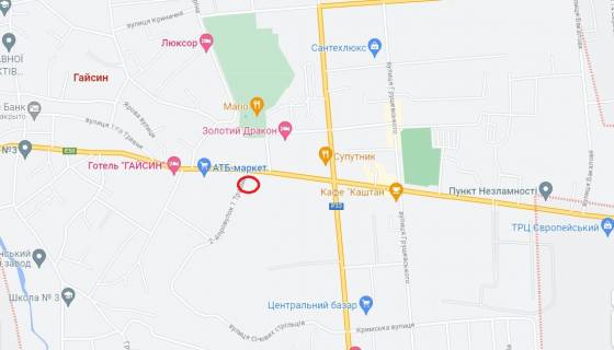 Билборд A в Гайсине м. Гайсин  вул. 1 Травня  коло "Техноярмарка" АТБ схема