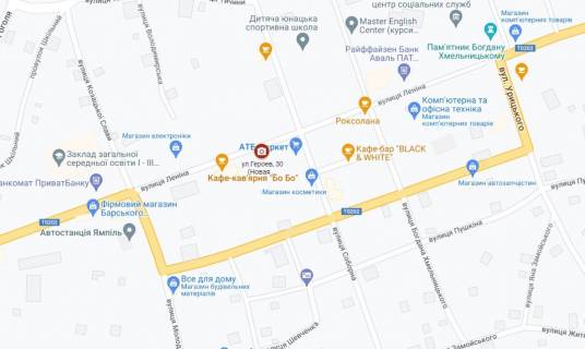 Білборд, Бігборд (Борд)  A у Ямполі м. Ямпіль вул. Героїв ,30 схема