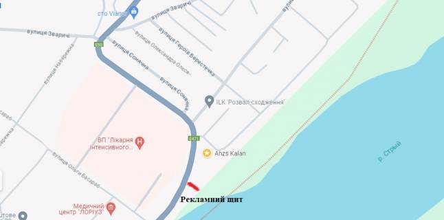Билборд A в Стрые вул. Савури 2Б, територія АЗС (траса Київ-Чоп) схема