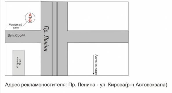 Билборд B в Запорожье Просп.Соборний-вул.Академіка Амосова схема