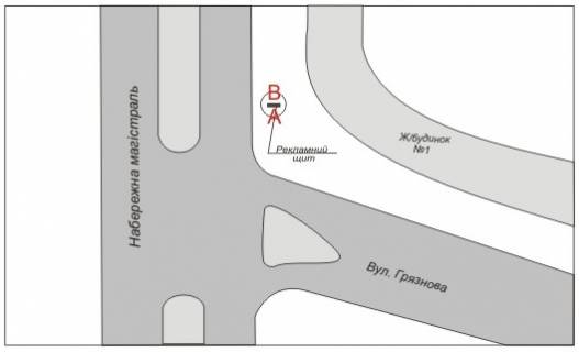 Billboard B in Zaporizhzhya Pribrezna magistral'-st.Fortecna scheme