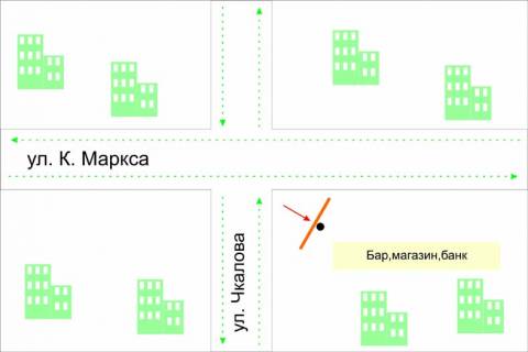 Билборд A в Шепетовке, 3*6  перехрестя вул.Героїв Небесної Сотні - вул.Чкалова. неподалік: магазини, мафи і т.і. (центр) схема