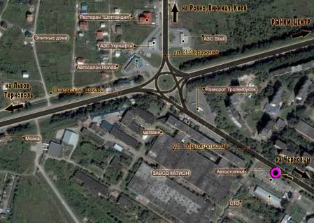 Билборд B в Хмельницком, 3*6  вул.Тернопільська. неподалік: автостоянка, завод"Радіозавод" (від центру) схема