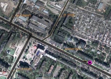 Billboard B in Khmelnitsky, 3*6  prospekt Miru, 71/3. nepodalik: zupinka, magazini santehniki, produktovi, meblevi i t.i. (vid centru) scheme