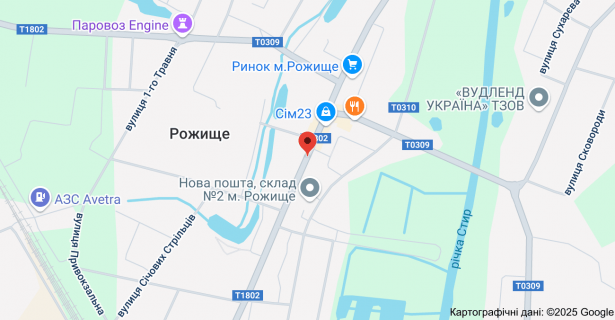 Билборд + в Рожище центр, Незалежності 23 верх, банк, аптека, магазин схема
