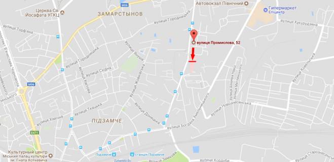 Билборд B в Львове вул. Промислова, 52 схема