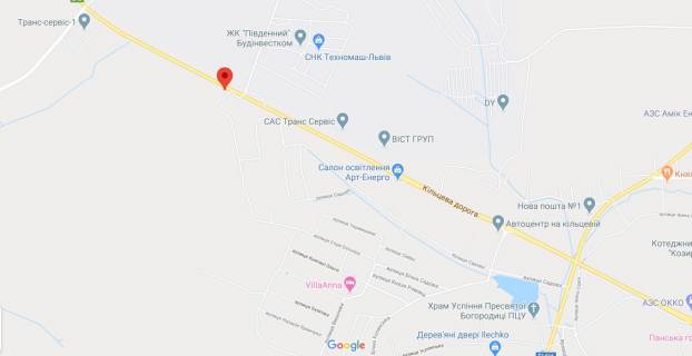 Билборд A в Сокольниках, 3х12  М-10, Західний обхід м.Львова, км 9+500 схема