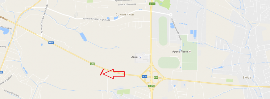 Билборд B на трассах Львовской области, 3х12  М-10, Західний обхід м. Львова, км 14+100, схема