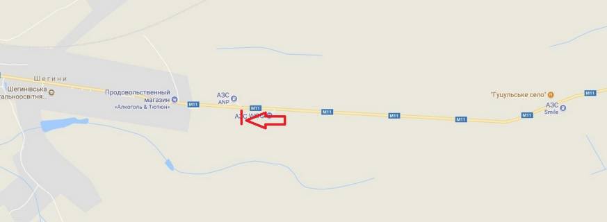 Билборд B в Шегини, 3х6  М 11 Львів-Шегині, км 77+200, ліворуч схема