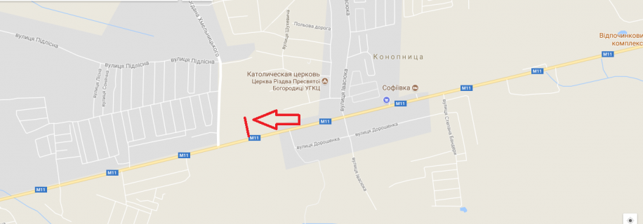 Билборд A в Конопницах, 3х6  М-11 Львів Шегині, км 13+500, праворуч схема