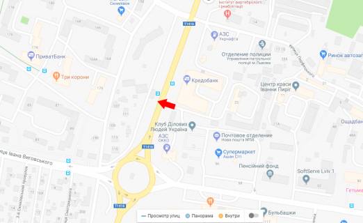 Ситилайт A в Львове, 1,2х1,8  вул. Кульпарківська, 105 схема