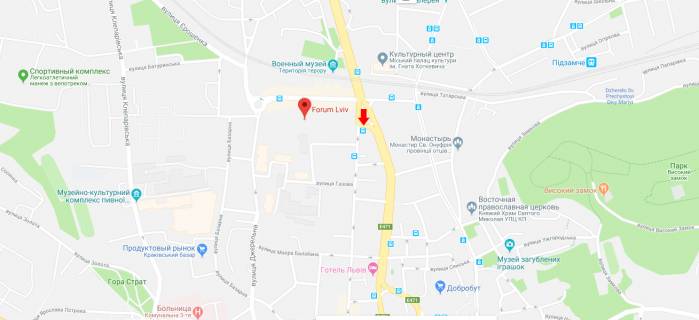 Билборд B в Львове пр.Чорновола - вул.Куліша,44 ТЦ ФОРУМ схема
