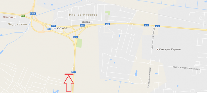 Билборд B в трасах Львова, 3х6  М-10, Під'їзд до м.Львова, км 0+400 схема