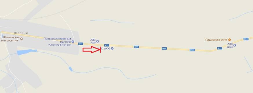 Билборд A в Шегини, 3х6  М 11 Львів-Шегині, км 77+200, ліворуч схема