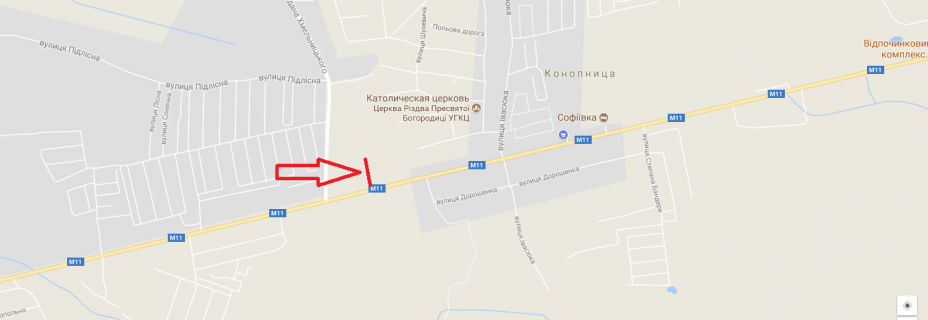 Билборд B в Конопницах, 3х6  М-11 Шегині Львів, км 13+500, праворуч схема
