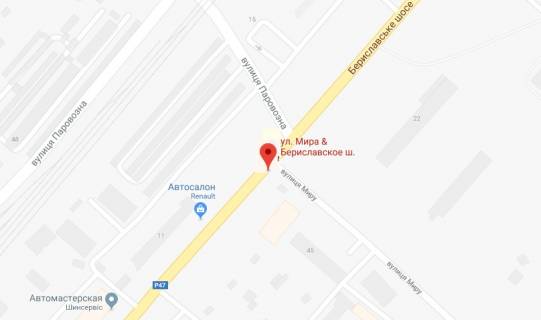 Билборд  в Херсоне Бериславське шосе/Мира вул. схема