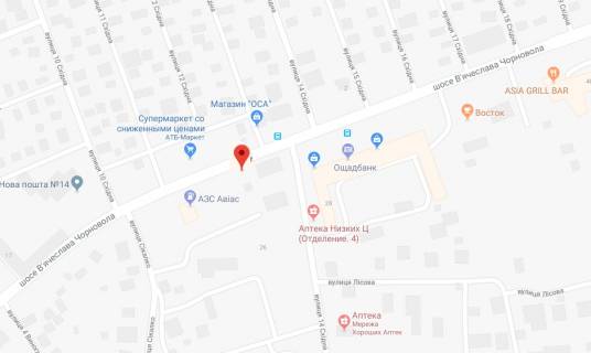Билборд B в Херсоне В.Чорновола шосе/14-а Східна вул. схема