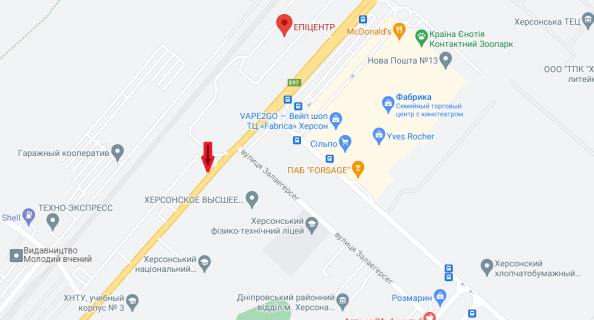 Білборд, Бігборд (Борд)  A у Херсоні Бериславське шосе (Мостоперехід) з'їзд схема