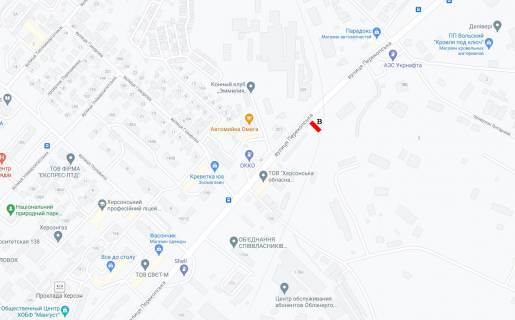 Нестандарт B в Херсоне В'ячеслава Чорновола шосе(р-н залізничного переїзду) схема