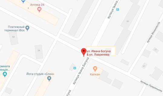 Билборд B в Херсоне Івана Богуна (Ілліча) вул../Лавреньова вул.(зупинка) схема