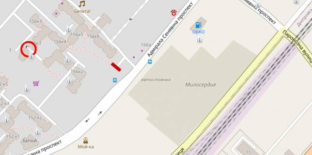 Билборд A в Херсоне Адм.Сенявіна, напроти д.156, корп.4 схема