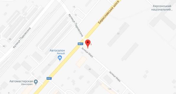 Билборд B в Херсоне Бериславське шосе/Мира вул. схема