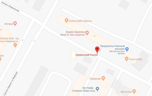 Билборд B в Херсоне Лавренева вул./Шуменський ринок  схема