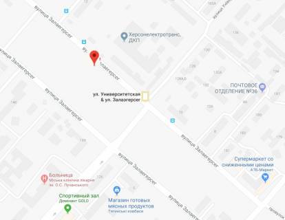 Билборд A в Херсоне Університетська (40 років Жовтня) вул./Залаегерсег вул. схема