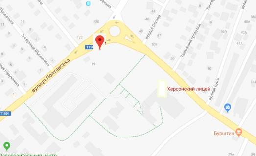 Билборд A в Херсоне Білозерська (Цюрупи) пл./Полтавська вул/ Херсонський ліцей /правий схема