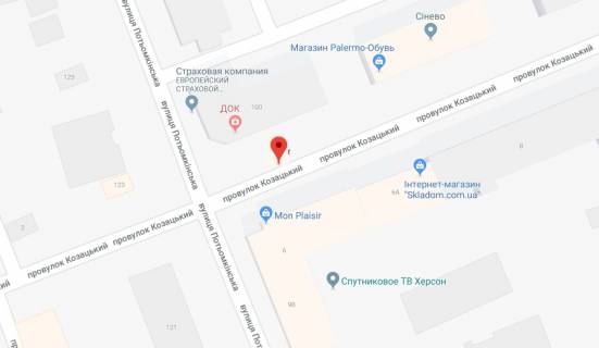 Билборд A в Херсоне Козацький пров./Потьомкінська (Люксембург) вул.(р-н клініки "ДОК") схема