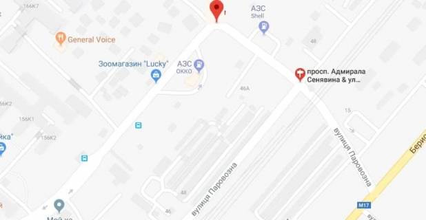 Видеоборд A в Херсоне, 3х2 м  Адм. Сенявіна пр. Паровозна вул. (район котеджей) - 401604 схема