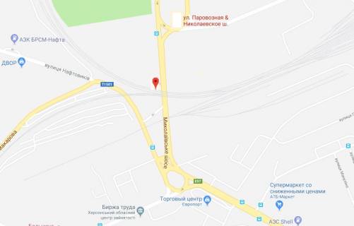 Билборд A в Херсоне Миколаївське шосе (р-н залізничного мосту №2) схема