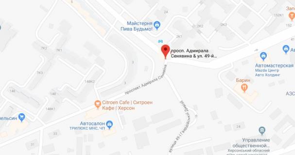 Білборд, Бігборд (Борд)  B у Херсоні Адм.Сенявіна пр./49-ї Гвардійської Дивізії вул. правий схема