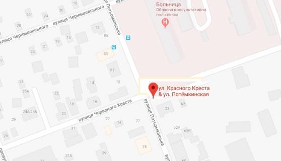 Билборд B в Херсоне Потьомкінська (Люксембург) вул. - Червоного Хреста вул. схема