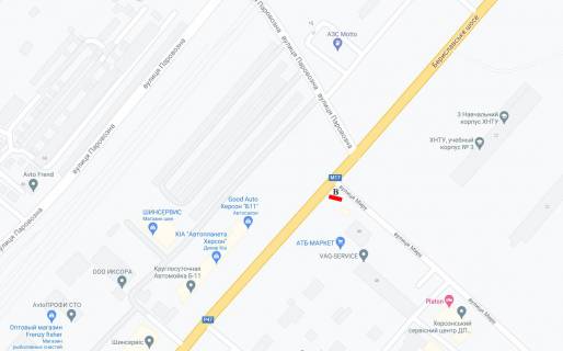 Билборд B в Херсоне Мира вул./ Бериславське шосе (р-н супермарткету АТБ) схема