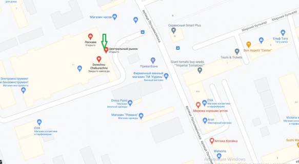 Видеоборд A в Херсоне, 2.6х1.6 м.  вул.Потьомкінська (Люксембург)(центральний ринок) торговий повільон - 401603 схема