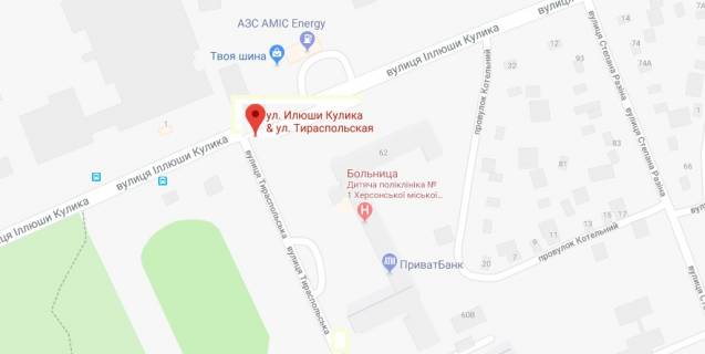 Білборд, Бігборд (Борд)  A у Херсоні І.Кулика вул. / Тираспільська вул. схема