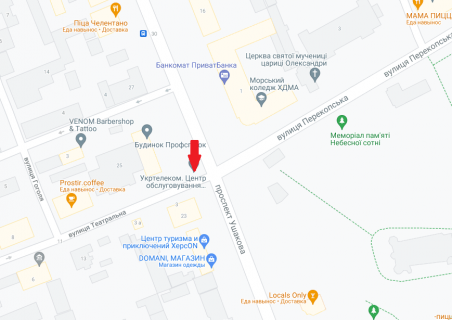Видеоборд B в Херсоне, 3х2 м  Ушакова пр./ Театральна (Горького) вул. - 380917 схема
