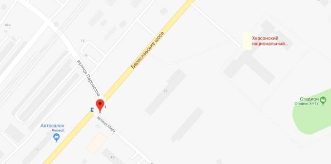 Билборд A в Херсоне Бериславське шосе/Мира вул.(ХНТУ) напрямок до Дніпровського ринку схема