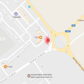Билборд B в Ровно, 6х3м  м. Рівне, вул. Василя Червонія (Гагаріна), перехрестя з вул. Льонокомбінатівською схема