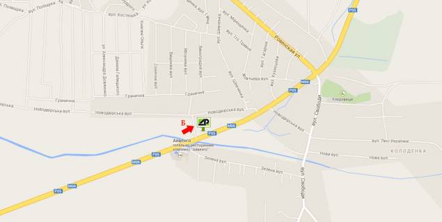 Билборд B в с. Колоденка, 6х3м  с. Колоденка, 328-й км автодороги М06 (Київ-Чоп) схема