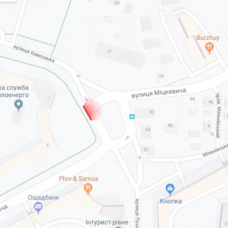 Билборд A в Ровно м. Рівне, вул. Міцкевича, перехрестя з вул. Кавказькою схема