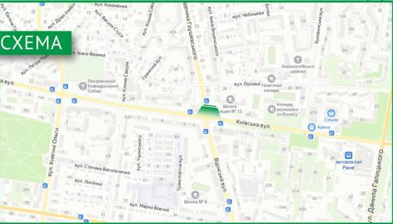 Video Billboard A in Rivne, 6х3м  m. Rivne, st. A.Grusevs'kogo, v rajoni perehresta z st. Kiivs'kou - 482641 scheme