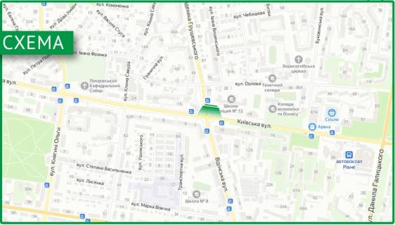 Video Billboard A in Rivne, 6х3м  m. Rivne, st. A.Grusevs'kogo, v rajoni perehresta z st. Kiivs'kou - 482639 scheme