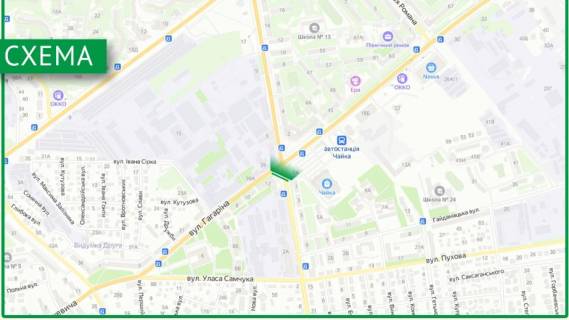 Видеоборд A в Ровно, 6х3м  м. Рівне, вул. А.Грушевського, в районі перехрестя з вул. Василя Червонія (Гагаріна) - 482635 схема