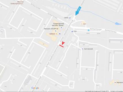 Билборд B в Харькове, 3х6  Гвардійців-Широнінців вул. – Бучми (Уборевича) вул., в центр схема