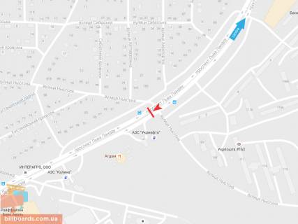 Билборд B в Запорожье Льва Ландау пр-т + Ньютона ул., из центра схема