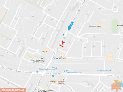 Билборд B в Запорожье Гвардейцев Широнинцев ул., 50, в центр схема