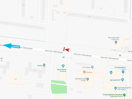 Билборд A в Харькове, 3х6  просп. Ювілейний (П'ятдесятиріччя ВЛКСМ ) - Тракторобудівників пр-т, 63, в центр  (Кіноленд) схема
